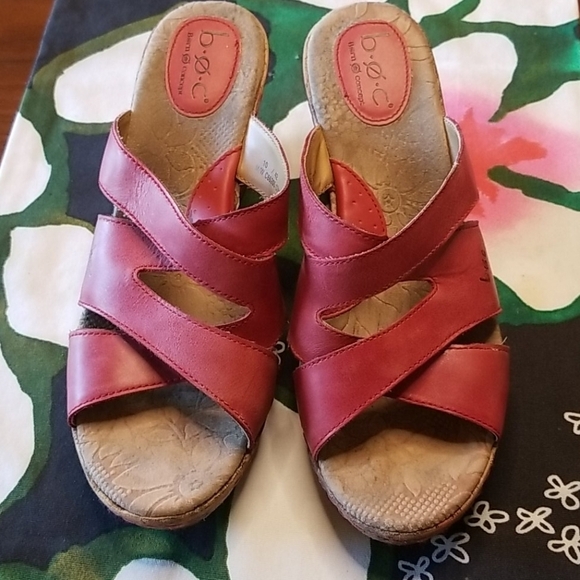 💕BOC💕 Leather Floral Cork Platform Sandal Wedge - Picture 3 of 14